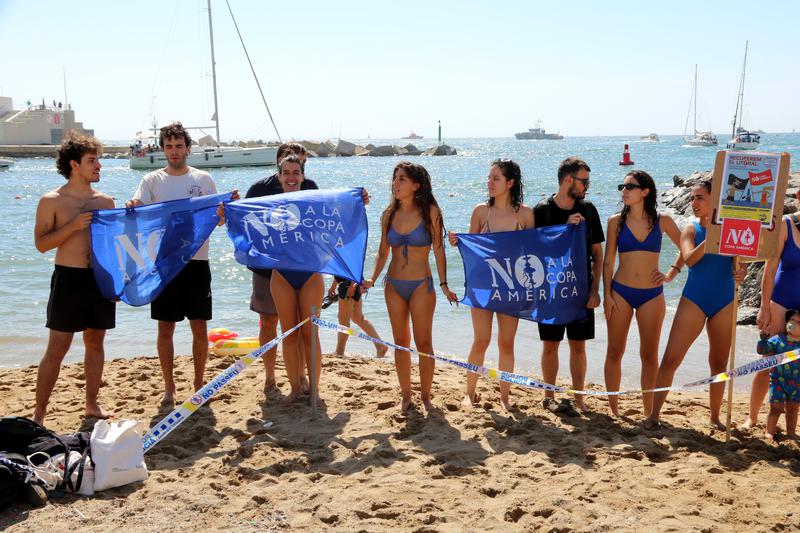 Residents protest against the America's Cup in Somorrostro Beach, Barcelona