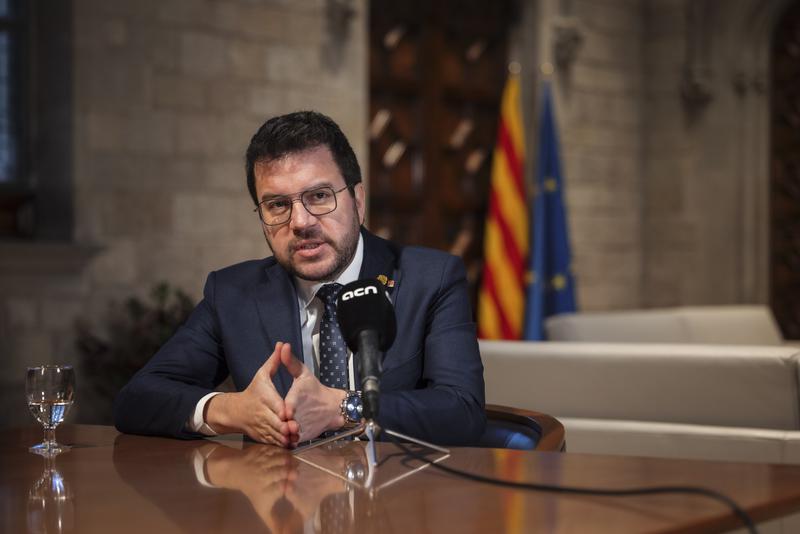 Catalan president Pere Aragonès in an interview with the Catalan News Agency
