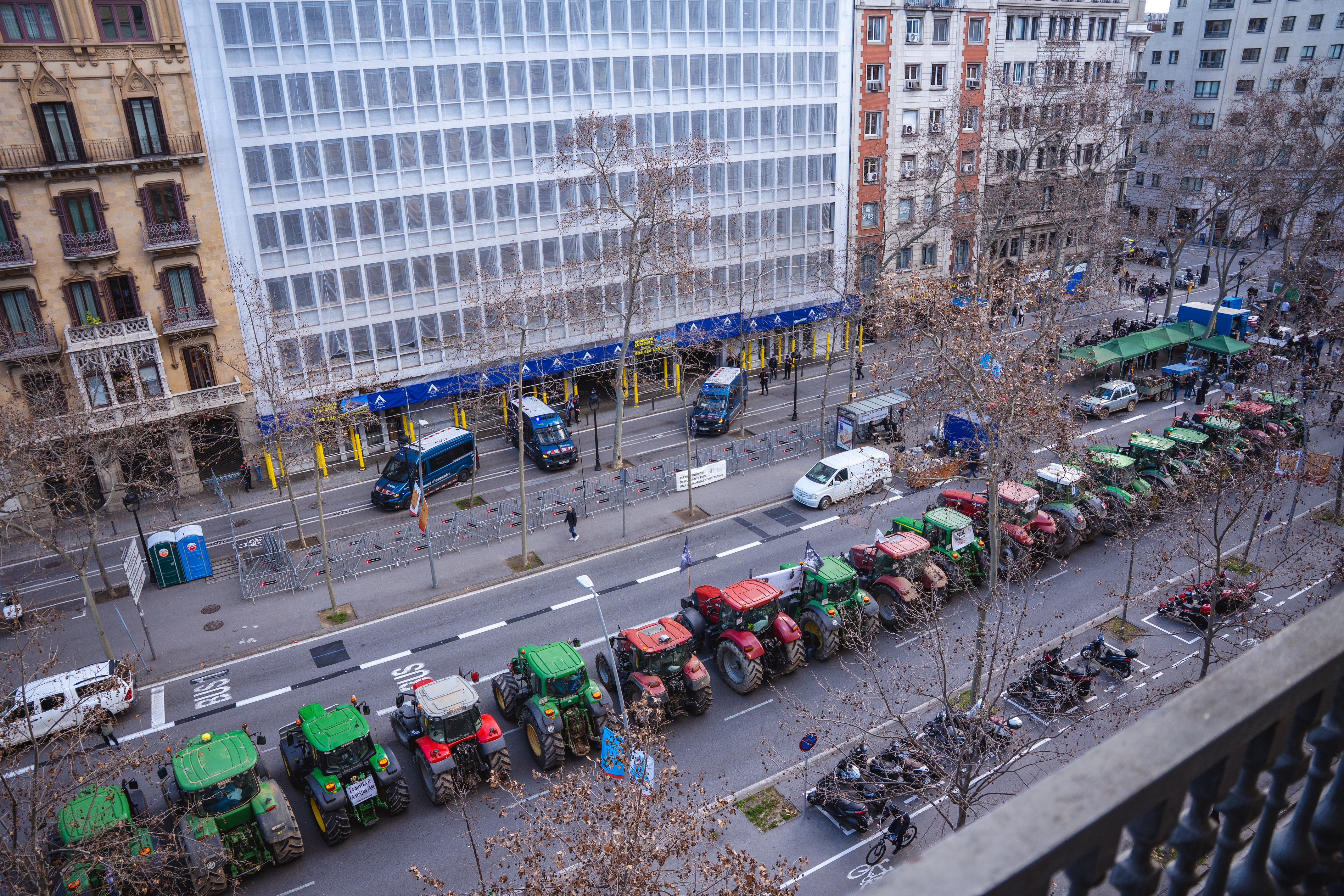Aerial view of tractors in front of the Agriculture Department