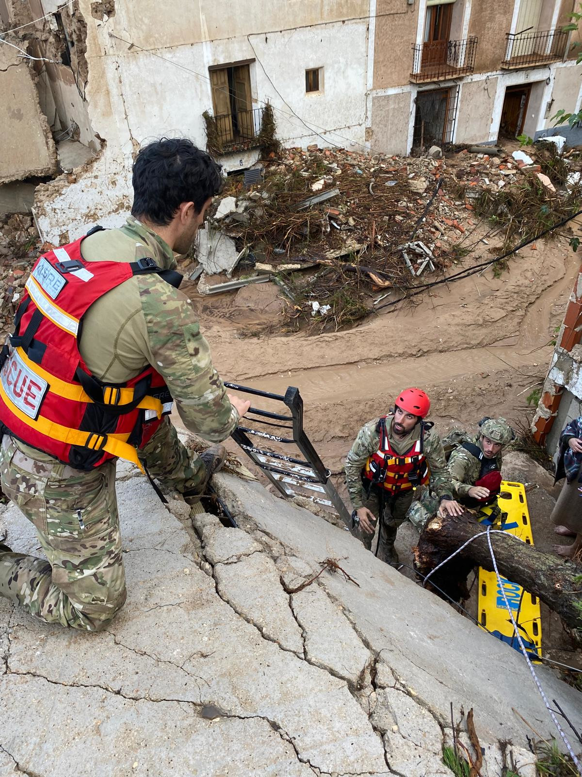 Rescue efforts in the flood-affected areas in Valencia.