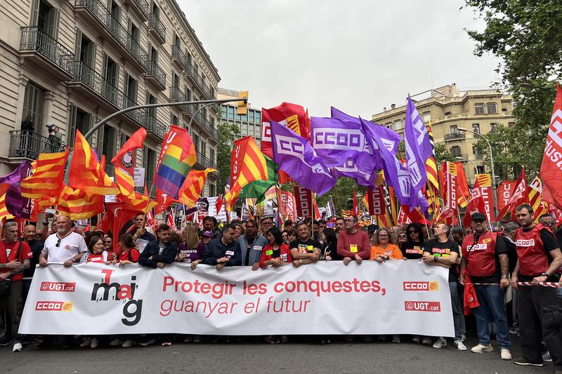 Catalonia's major labor unions, CCOO and UGT, organize a massive demonstration in Barcelona on May 1, 2025 coinciding with International Worker's Day