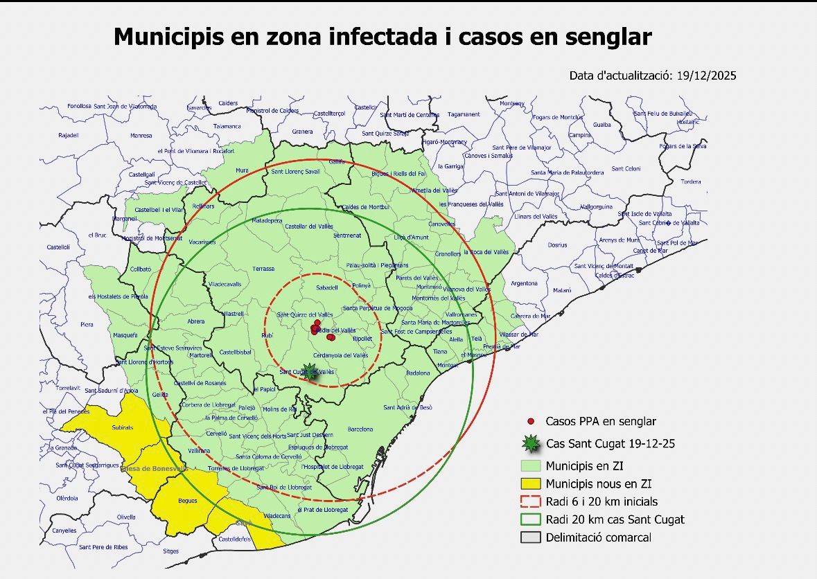 Map of the affected area and selected confirmed cases