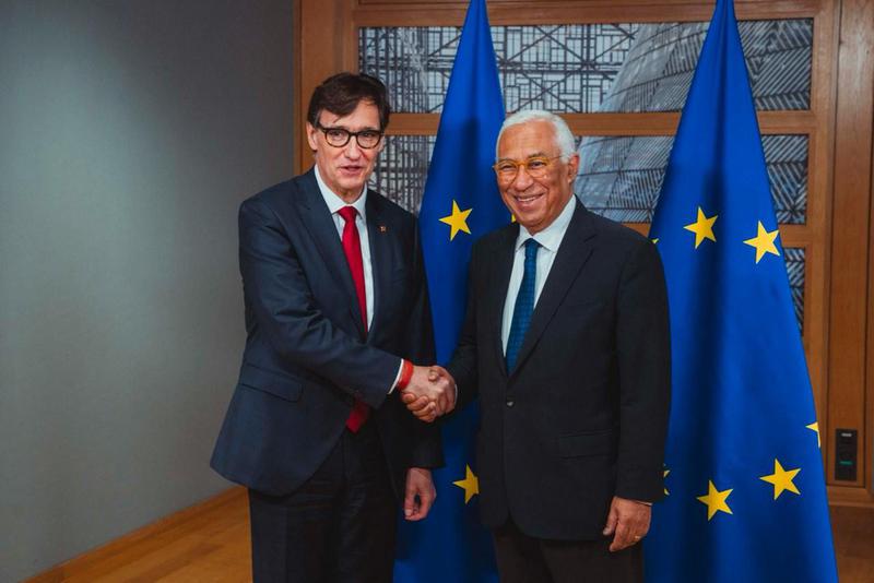 President Salvador Illa meets with António Costa, president of the European Council, in Brussels