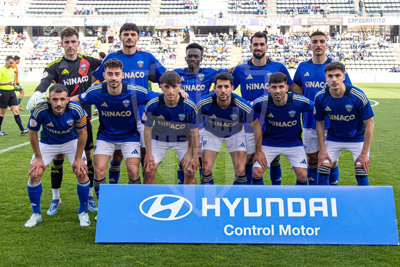 The Lleida CF team photographed ahead of their league game against Valencia Mestalla, April 2025