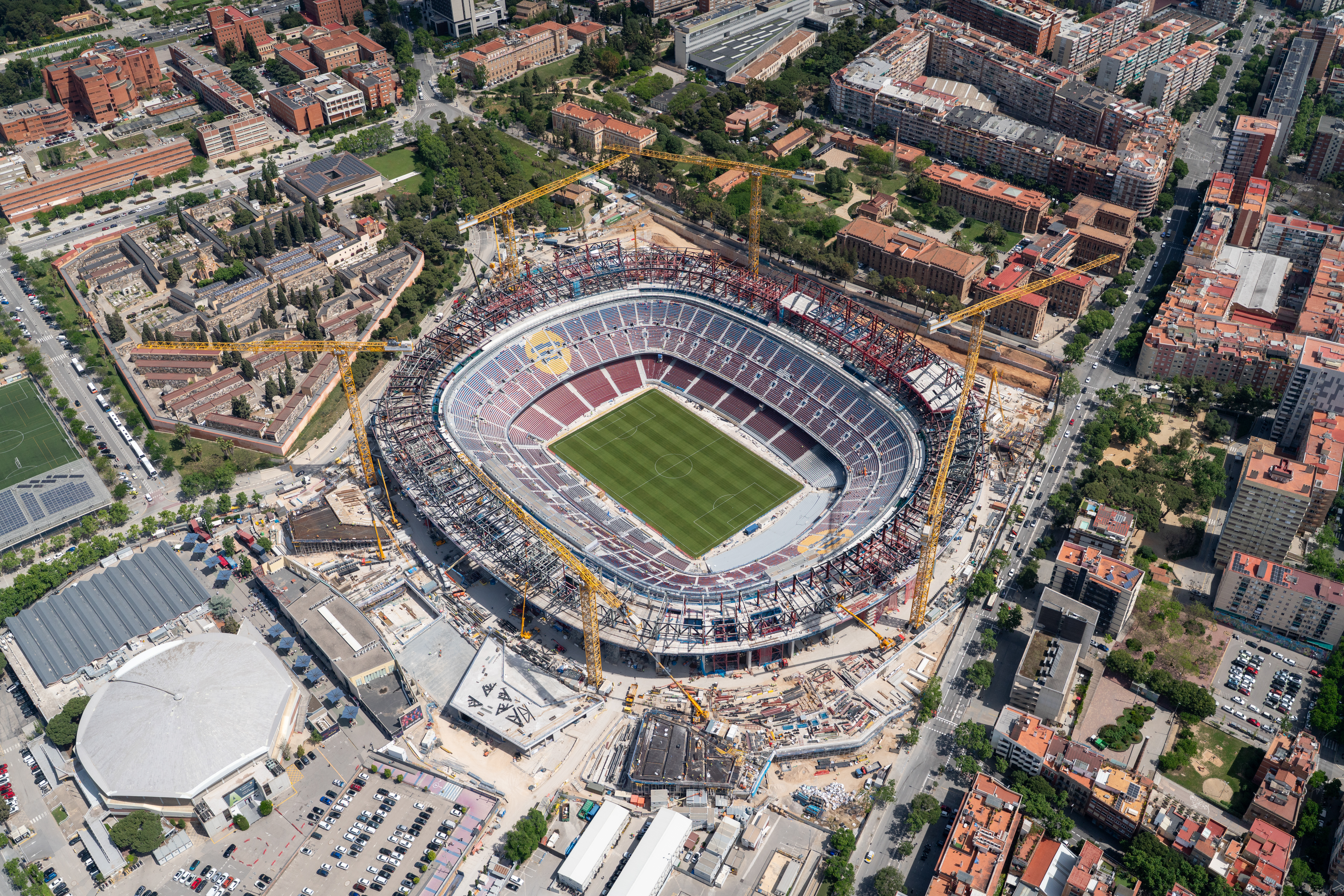 Aerial views of FC Barcelona’s iconic Spotify Camp Nou in late May 2025