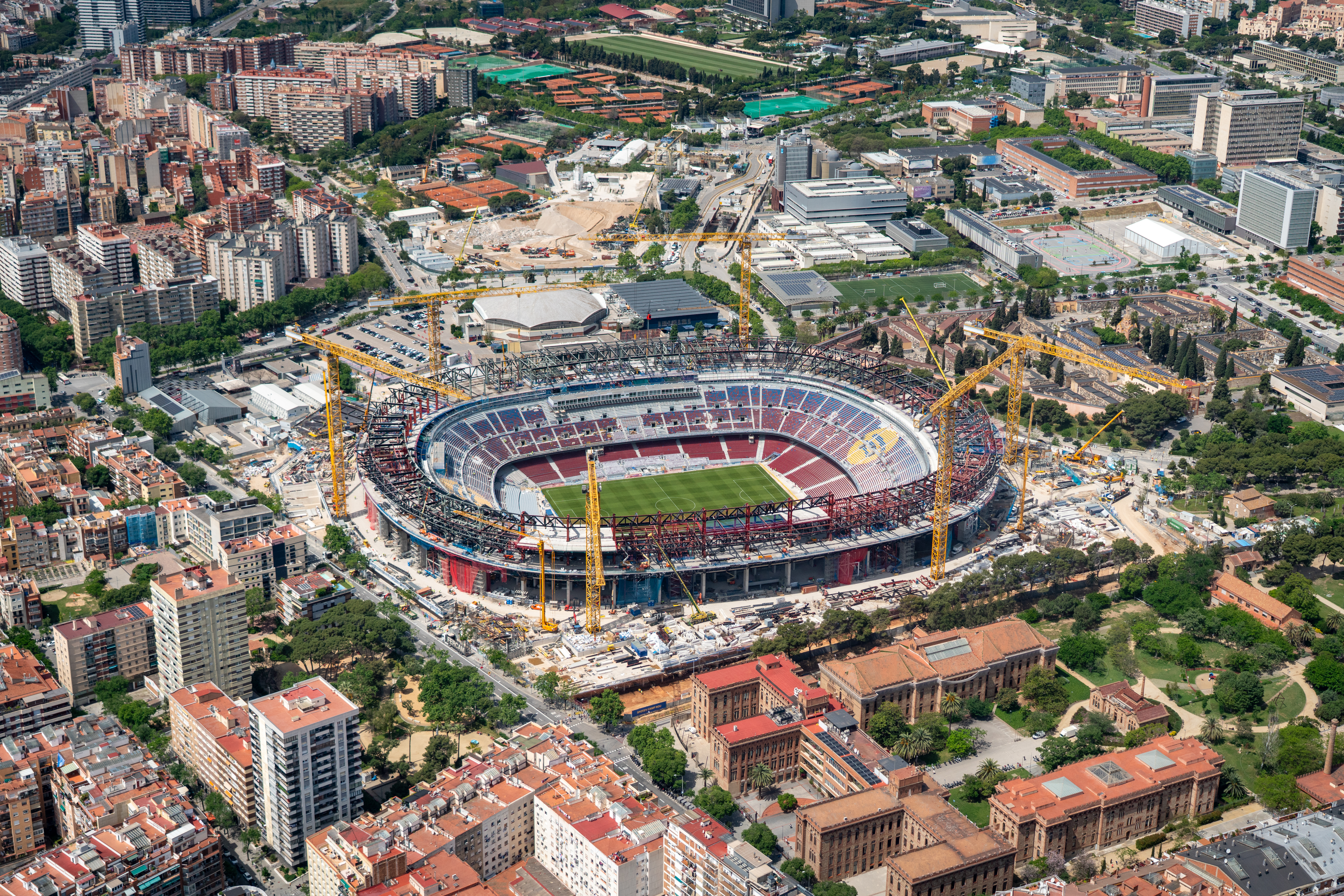 Aerial views of FC Barcelona’s iconic Spotify Camp Nou in late May 2025