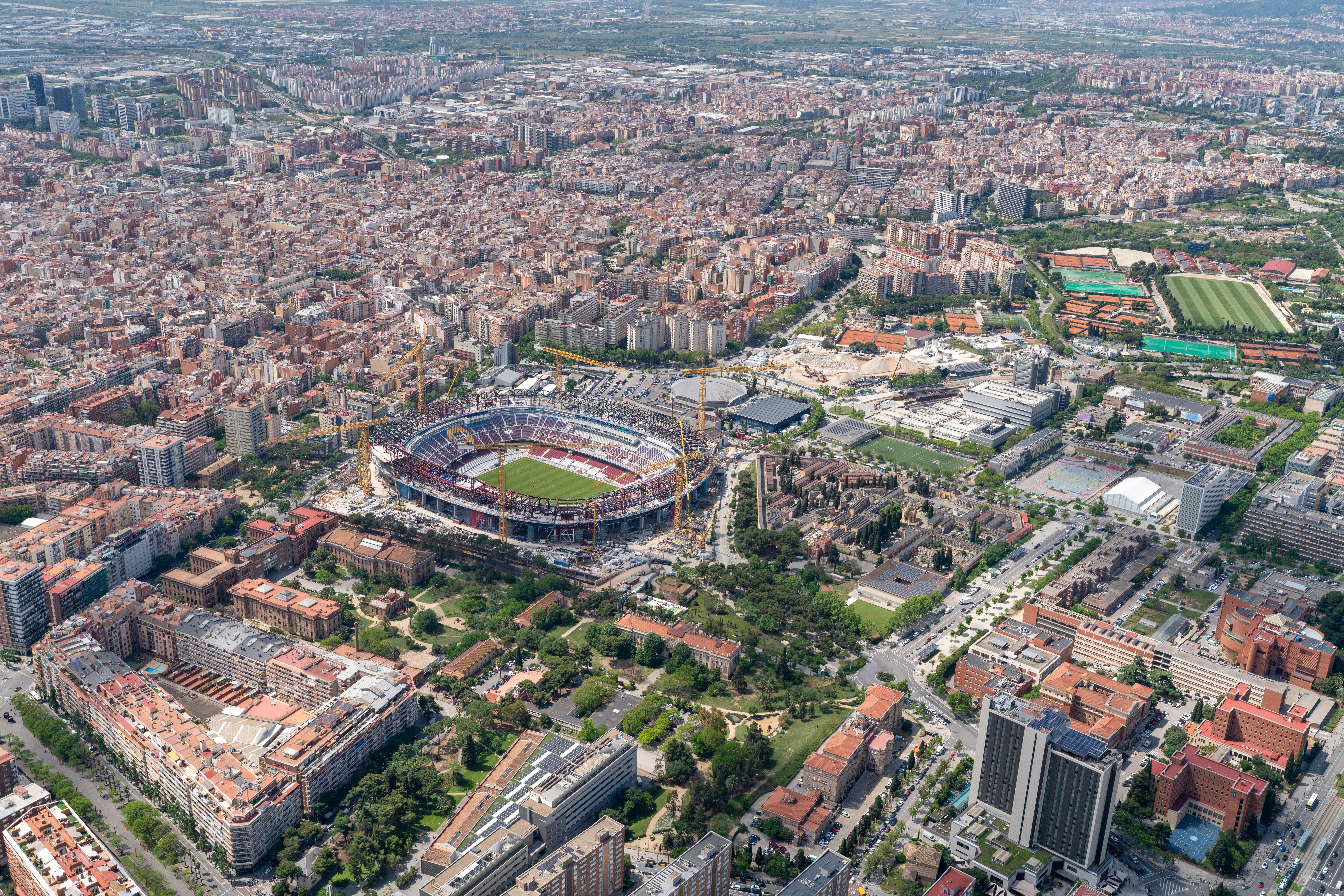 Aerial views of FC Barcelona’s iconic Spotify Camp Nou in late May 2025