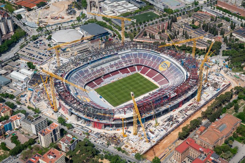 Aerial views of FC Barcelona’s iconic Spotify Camp Nou in late May 2025