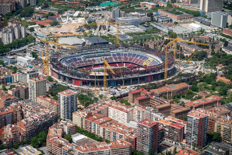 Aerial views of FC Barcelona’s iconic Spotify Camp Nou in late May 2025