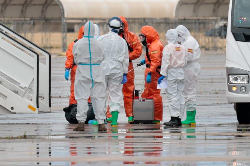 Disinfection operations after passengers from the MV Hondius land in Madrid 