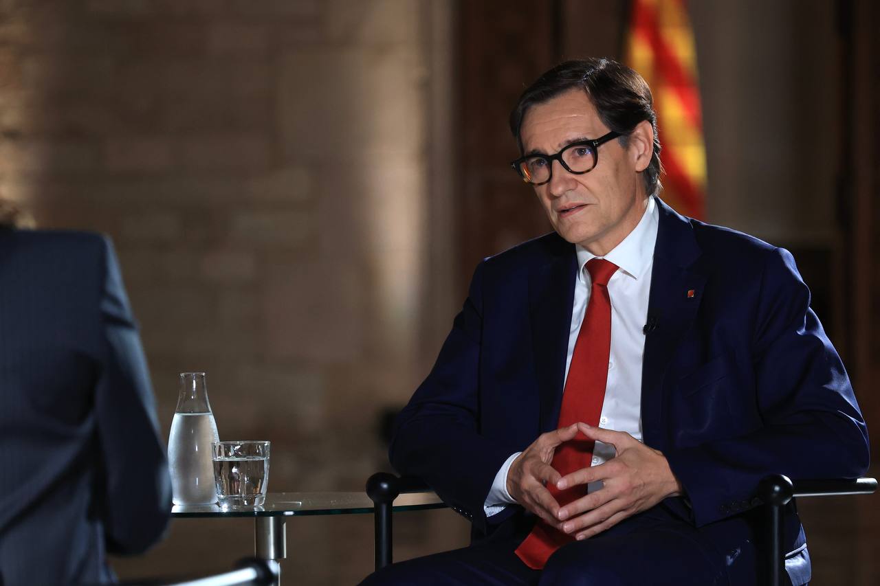 Catalan president Salvador Illa in an interview with Catalan public broadcaster TV3.