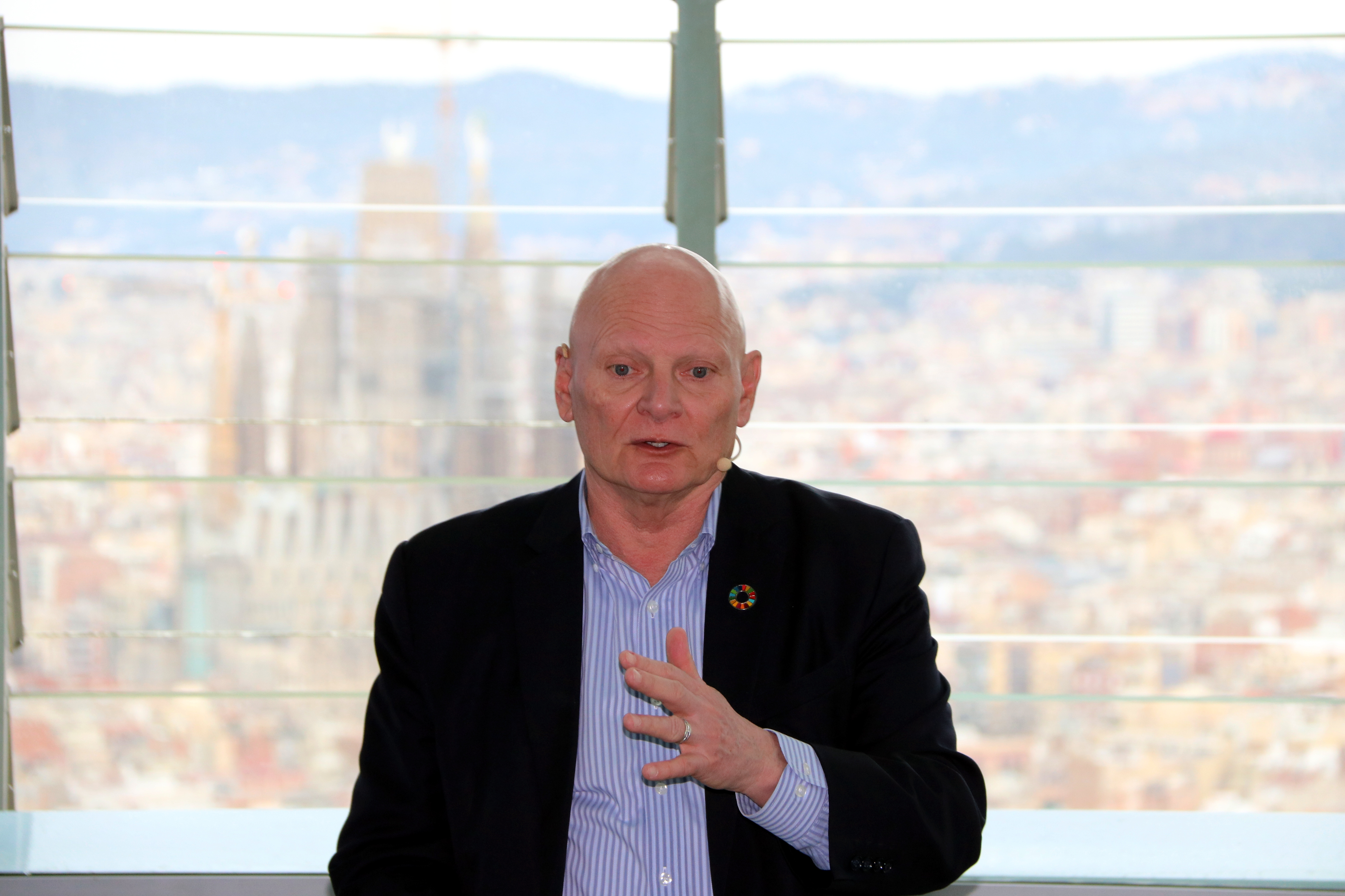 GSMA managing director John Hoffman during a networking event ahead of the MWC23 in the Torre Glòries observation deck on February 25, 2023