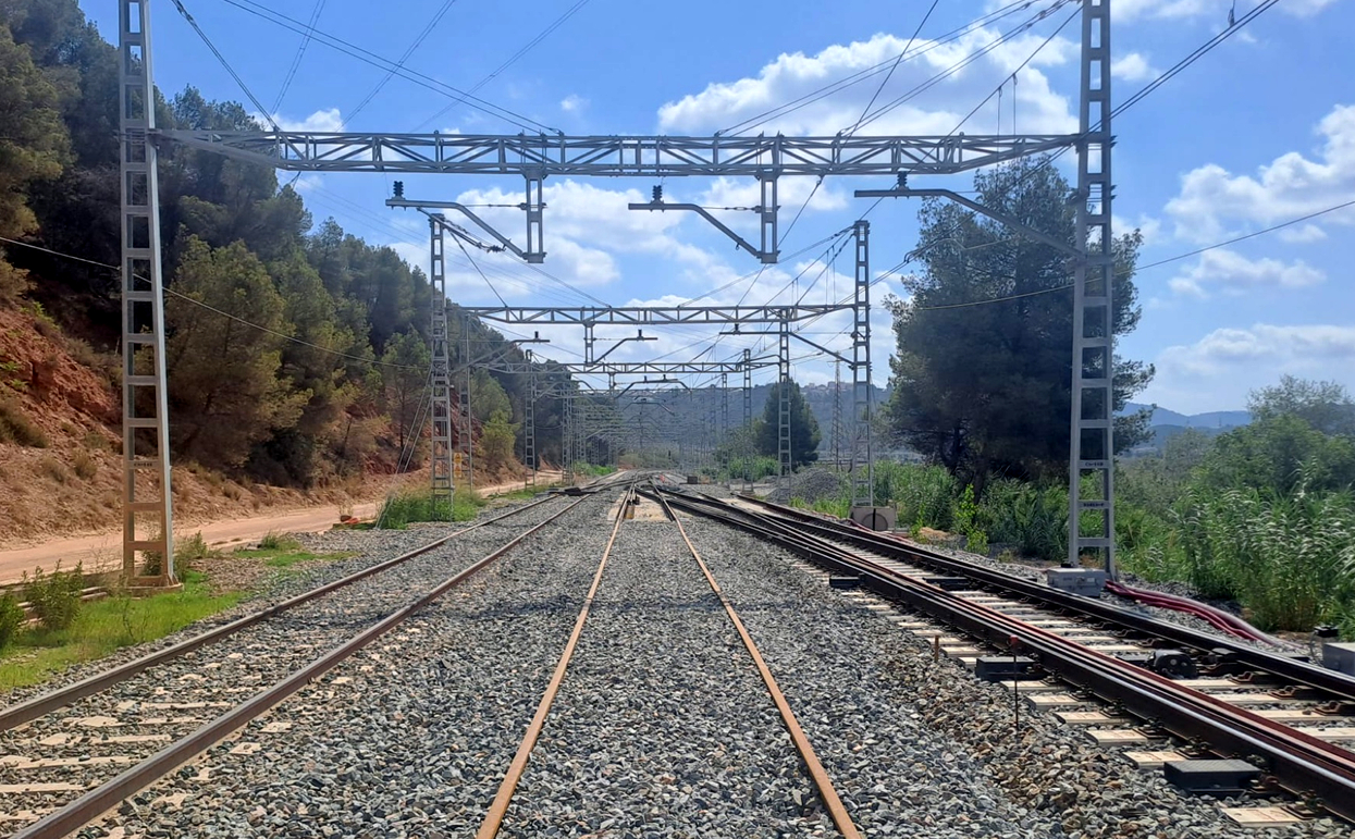 A standard gauge section of the future Mediterranean rail corridor between Castellbisbal and Martorell