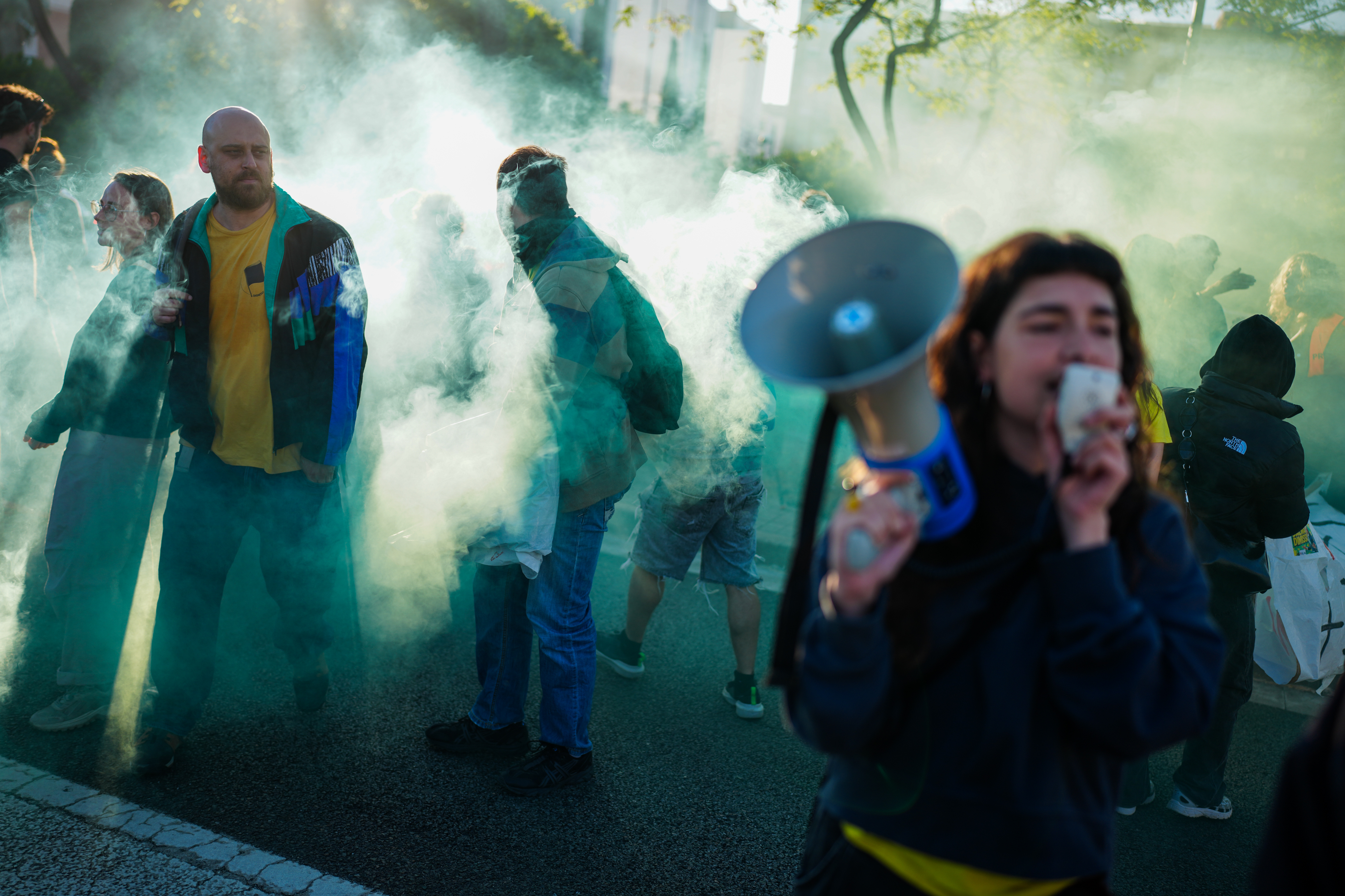 Teachers block Gran Via in Barcelona