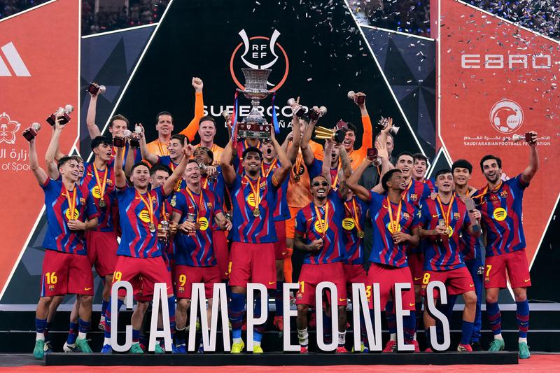 FC Barcelona lift the Spanish Super Cup after beating Real Madrid CF on January 11, 2026