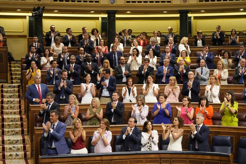 MPs in the Spanish Congress applaud as Socialist Francina Armengol is named the new speaker of the chamber
