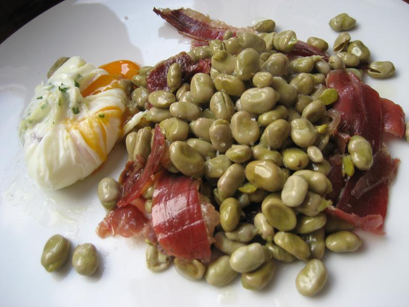 A traditional Catalan dish of 'faves', broad beans with ham