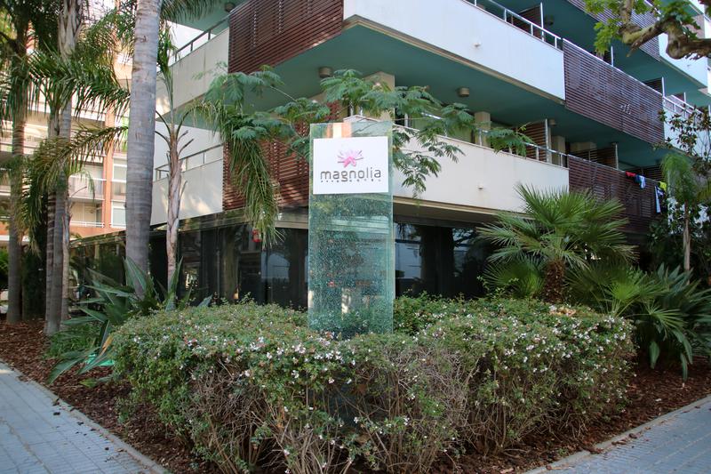 Salou's Magnolia hotel façade, where a woman's body was found on July 2, 2023