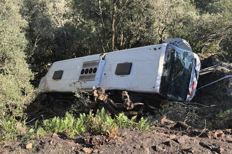 The bus involved in the accident in Fogars de Montclús