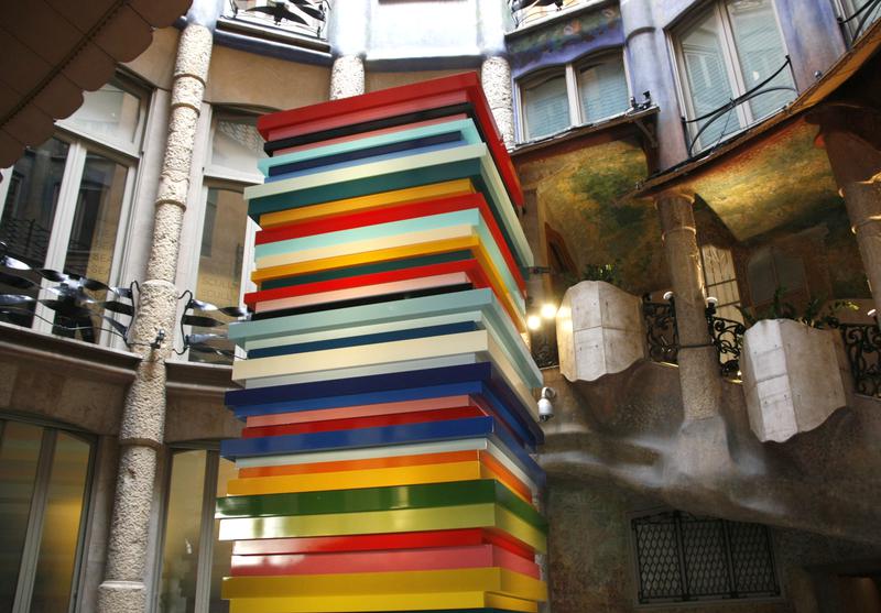 One of Sean Scully's pieces on display in La Pedrera