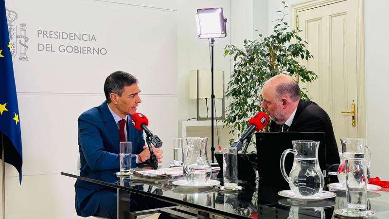 Spanish PM Pedro Sánchez during an interview with Catalan radio station RAC1