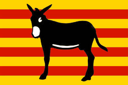 Eloi Alegre's image of the silhouette of the Catalan donkey over a Catalan 'Senyera' flag