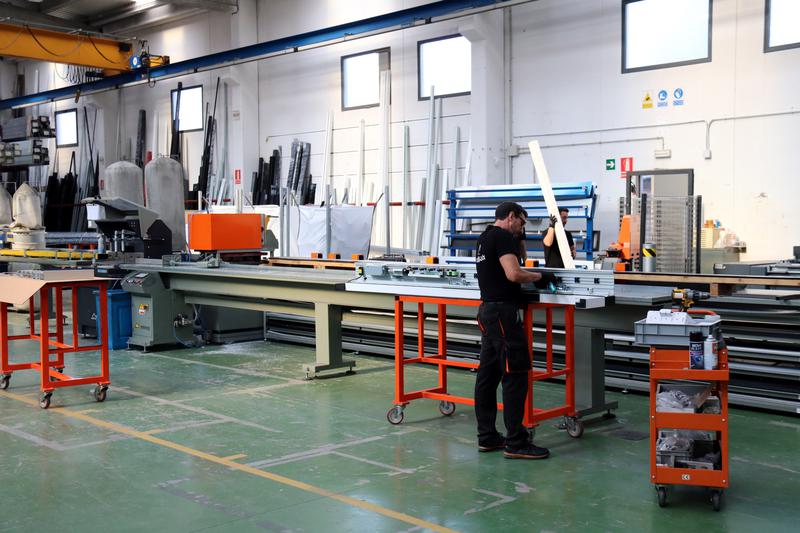 Carpenters working in a factory in Sant Salvador de Guardiola, September 2022