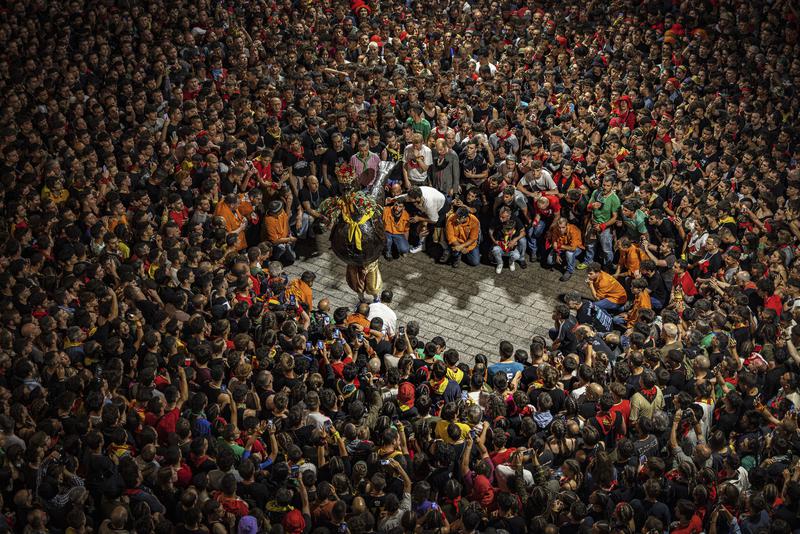 The Patum crowd move as one during the Eagle's dance on Thursday last year