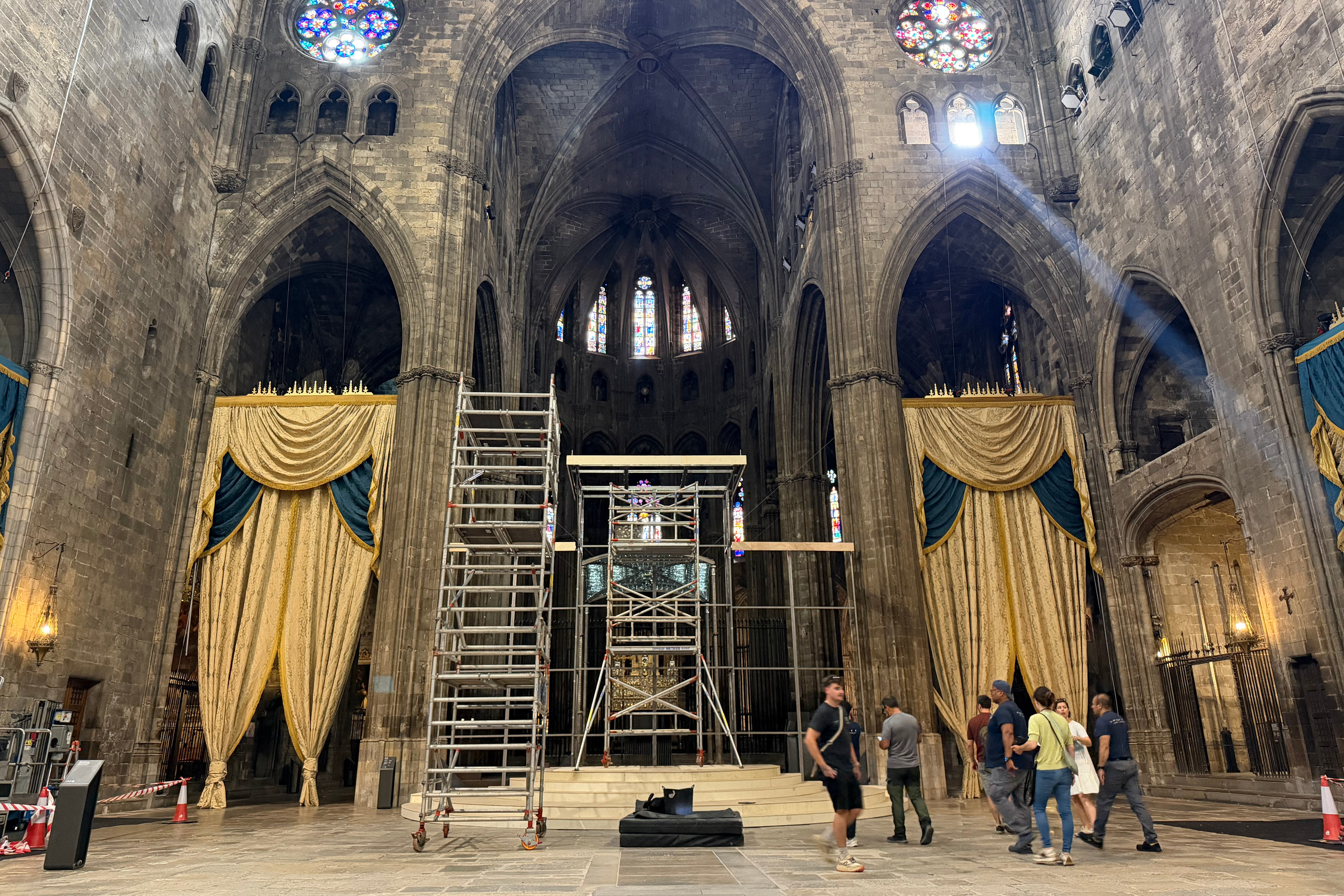 The interior of Girona Cathedral, decorated for the filming of the Disney film 'Tangled'