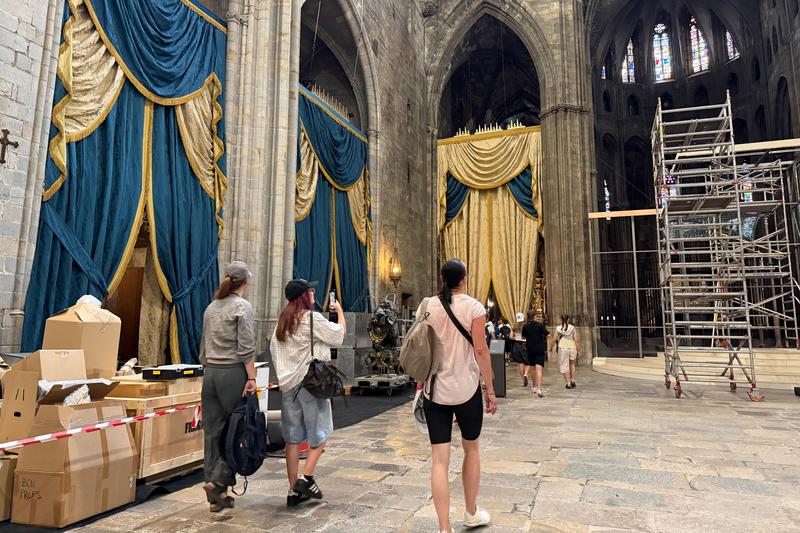 The interior of Girona Cathedral, decorated for the filming of the Disney film 'Tangled'