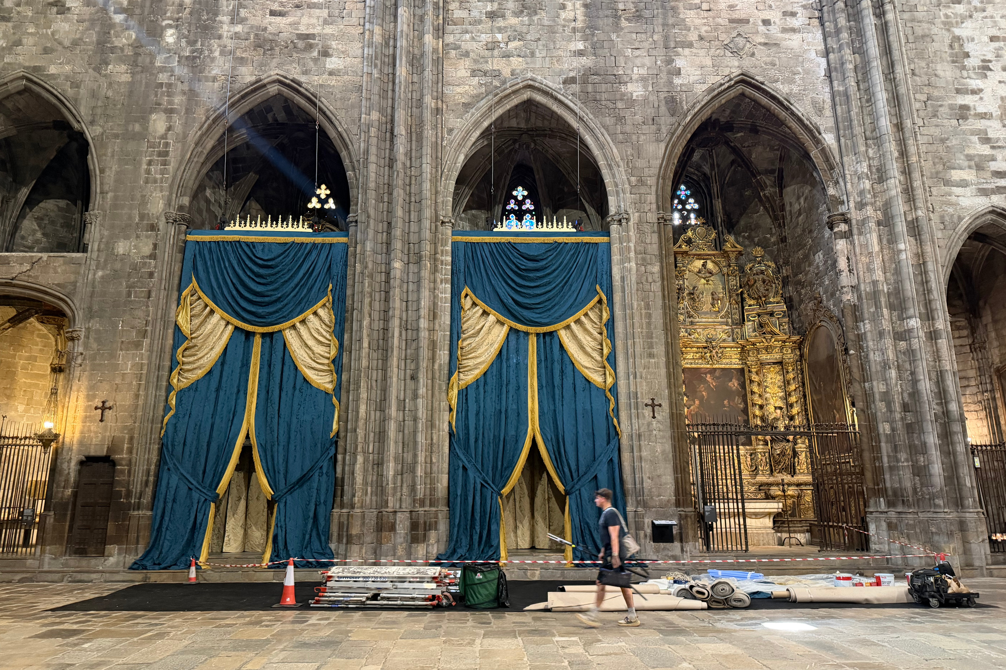 The interior of Girona Cathedral, decorated for the filming of the Disney film 'Tangled'
