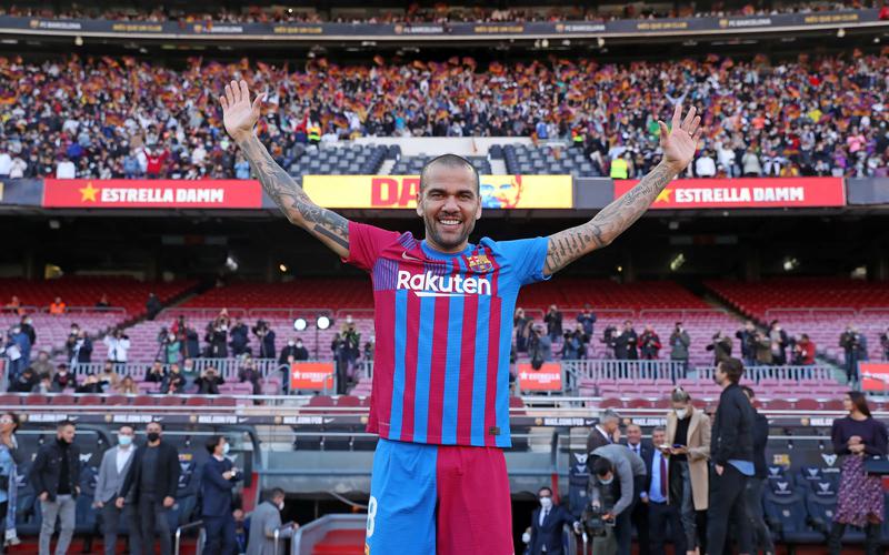 Dani Alves during his FC Barcelona presentation on November 17, 2021