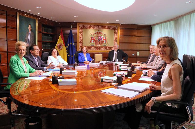 Members of the Constitutional Court, led by its president Cándido Conde-Pumpido