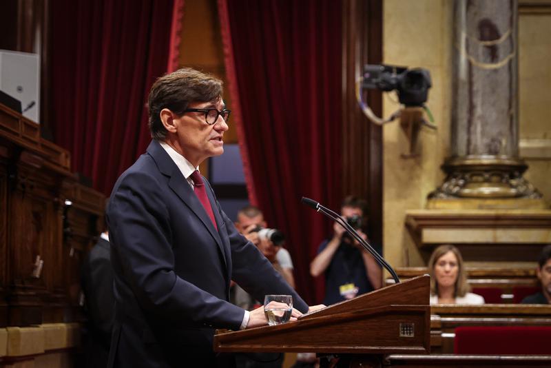 Socialist Salvador Illa during the investiture debate in the Catalan parliament on August 8, 2024