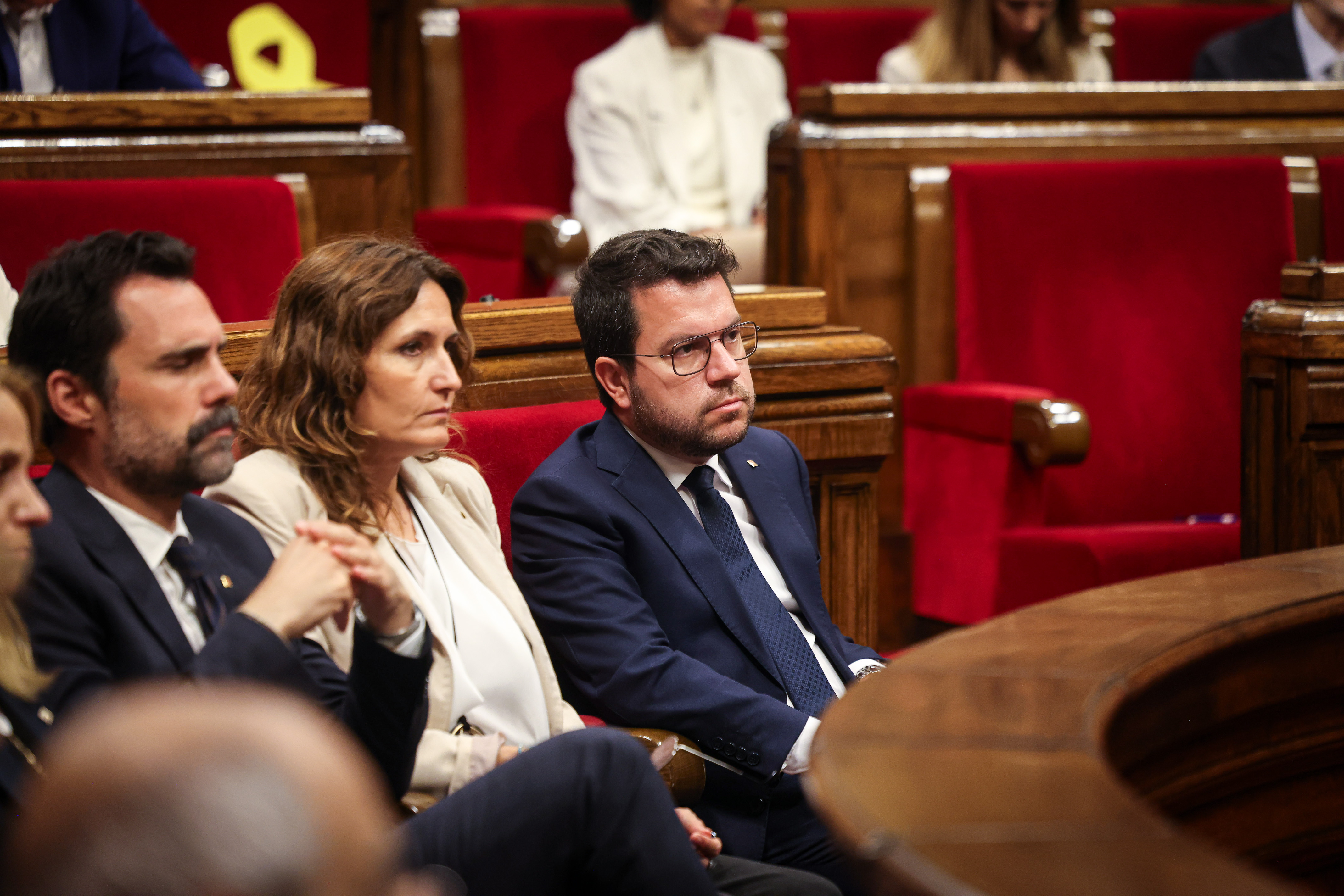 Sitting Catalan president Pere Aragonès in the Catalan parliament on August 8, 2024