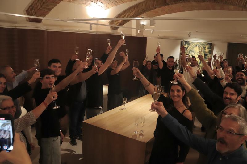 The Divinum restaurant team celebrates with friends and family after receiving their first Michelin star