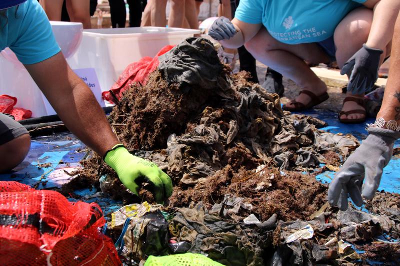 Pile of wipes removed from the sea