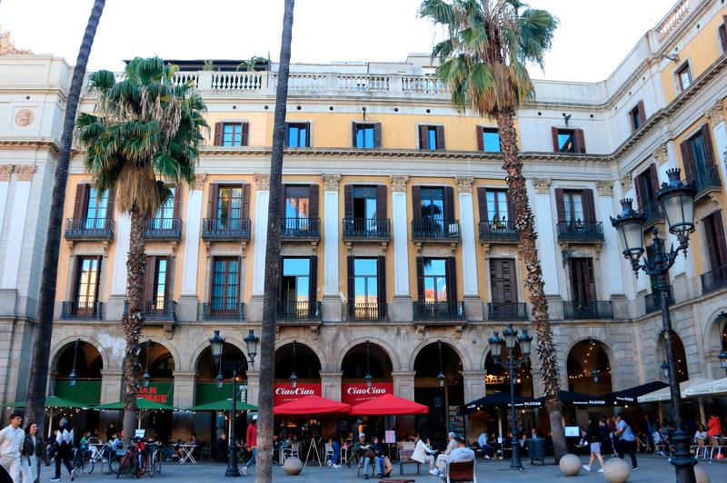 Plaça Reial in Barcelona's Gothic Quarter, one of the city's most popular tourist attractions
