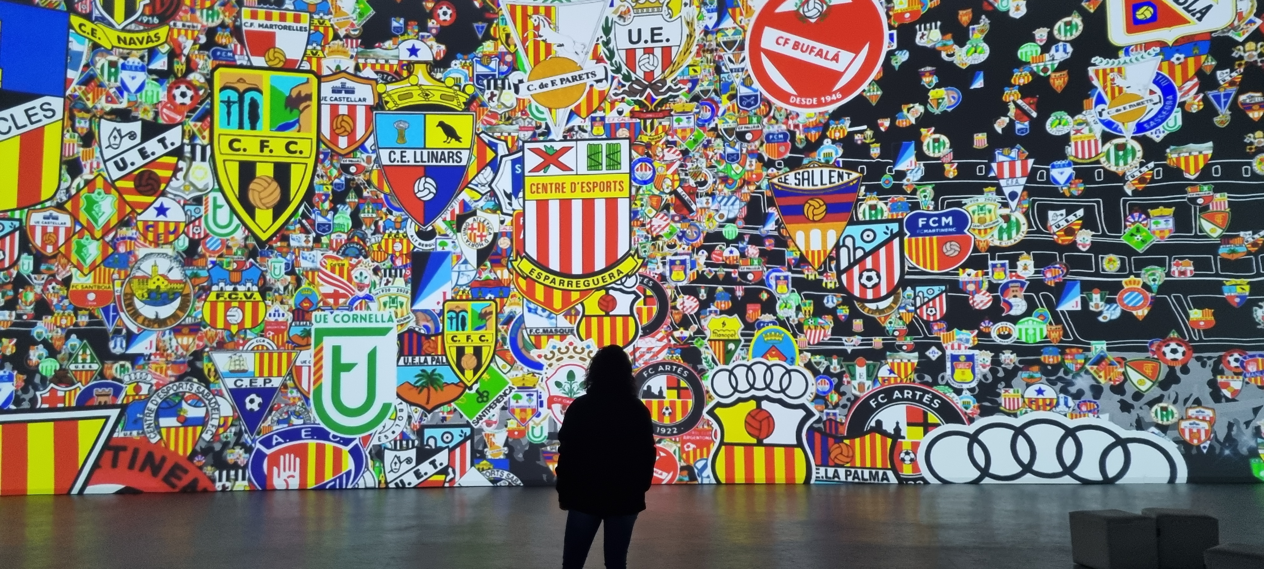 Hundreds of crests of Catalan football teams