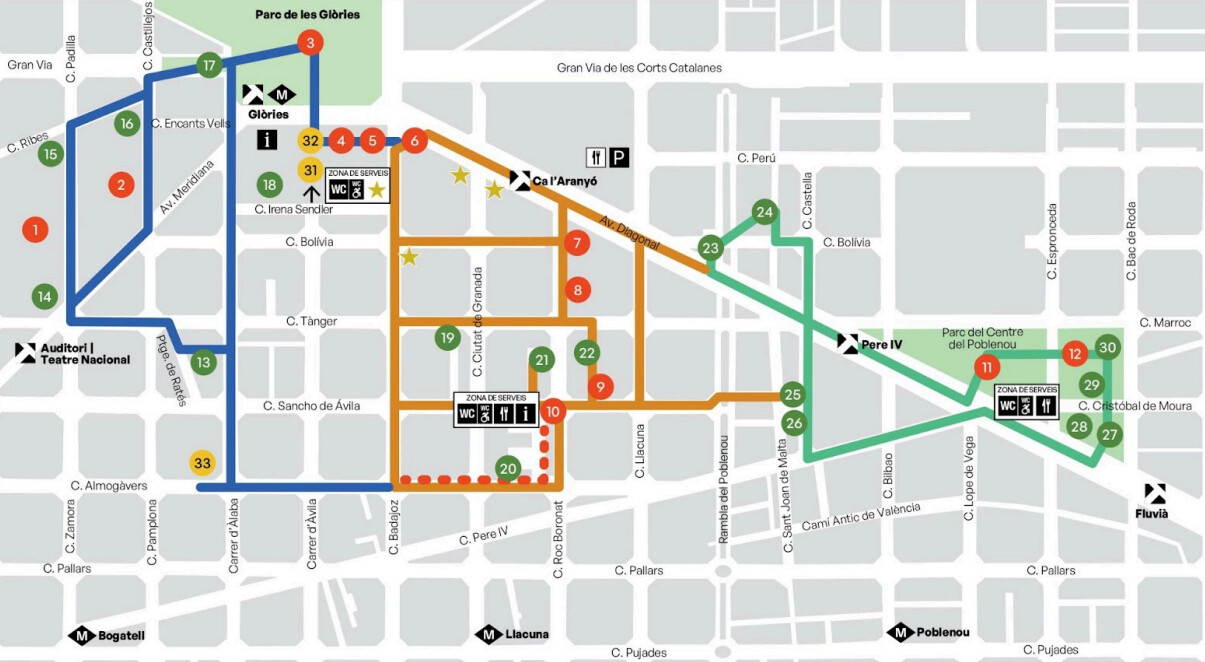 Map with the installations of the 2026 Llum BCN