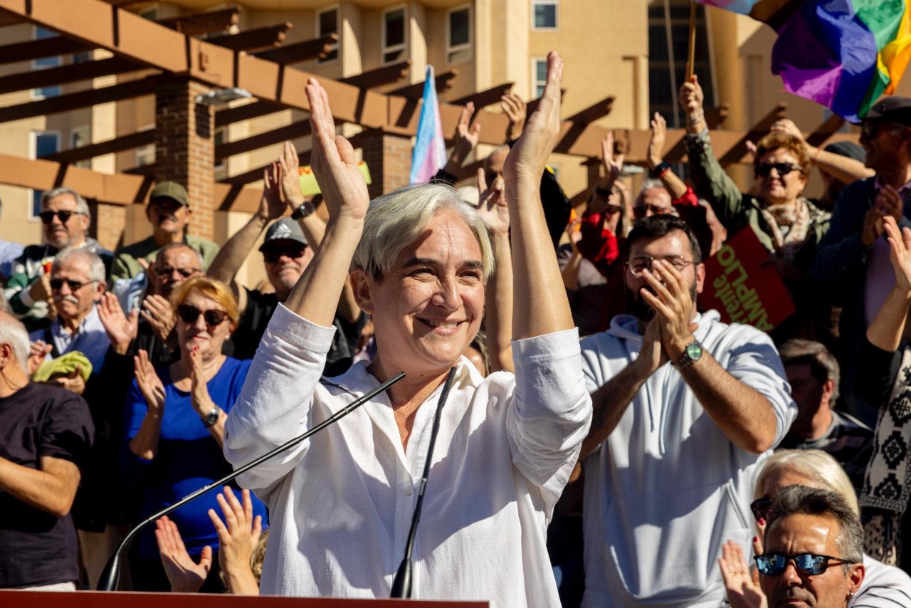 Ada Colau, the Front Ampli candidate for the presidency of Spain, at a rally in Móstoles