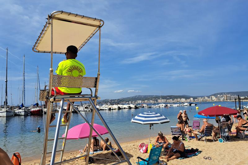 A lifeguard on a beach in Palamós