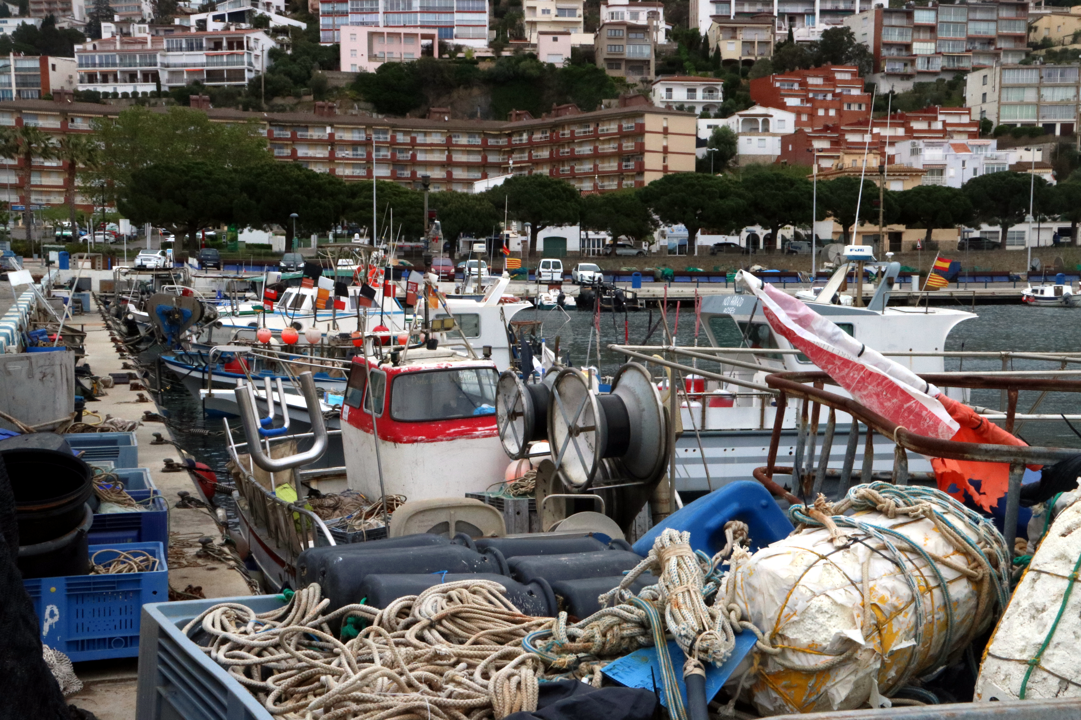 Small fishing boats in the port of Roses