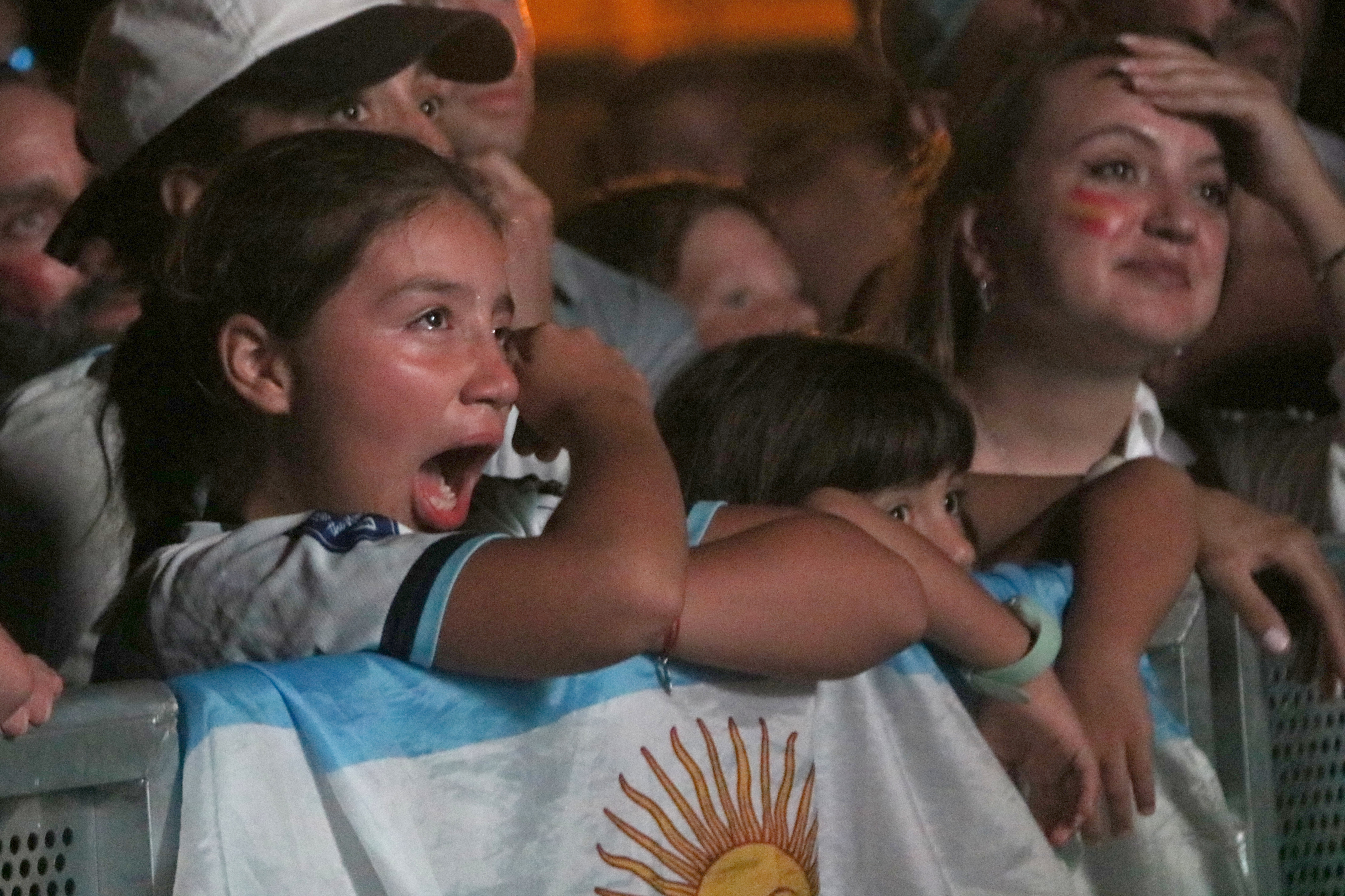 An Argentine girl cries during the men's World Cup final in Barcelona