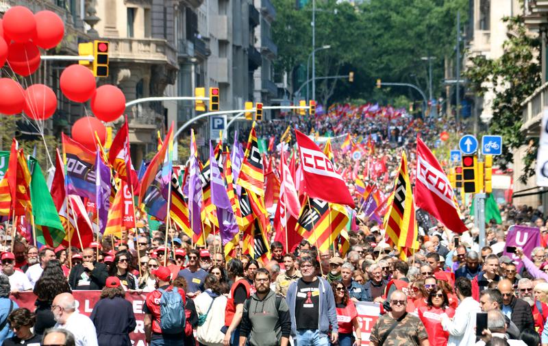 International Workers' Day protests in Barcelona on May 1, 2024