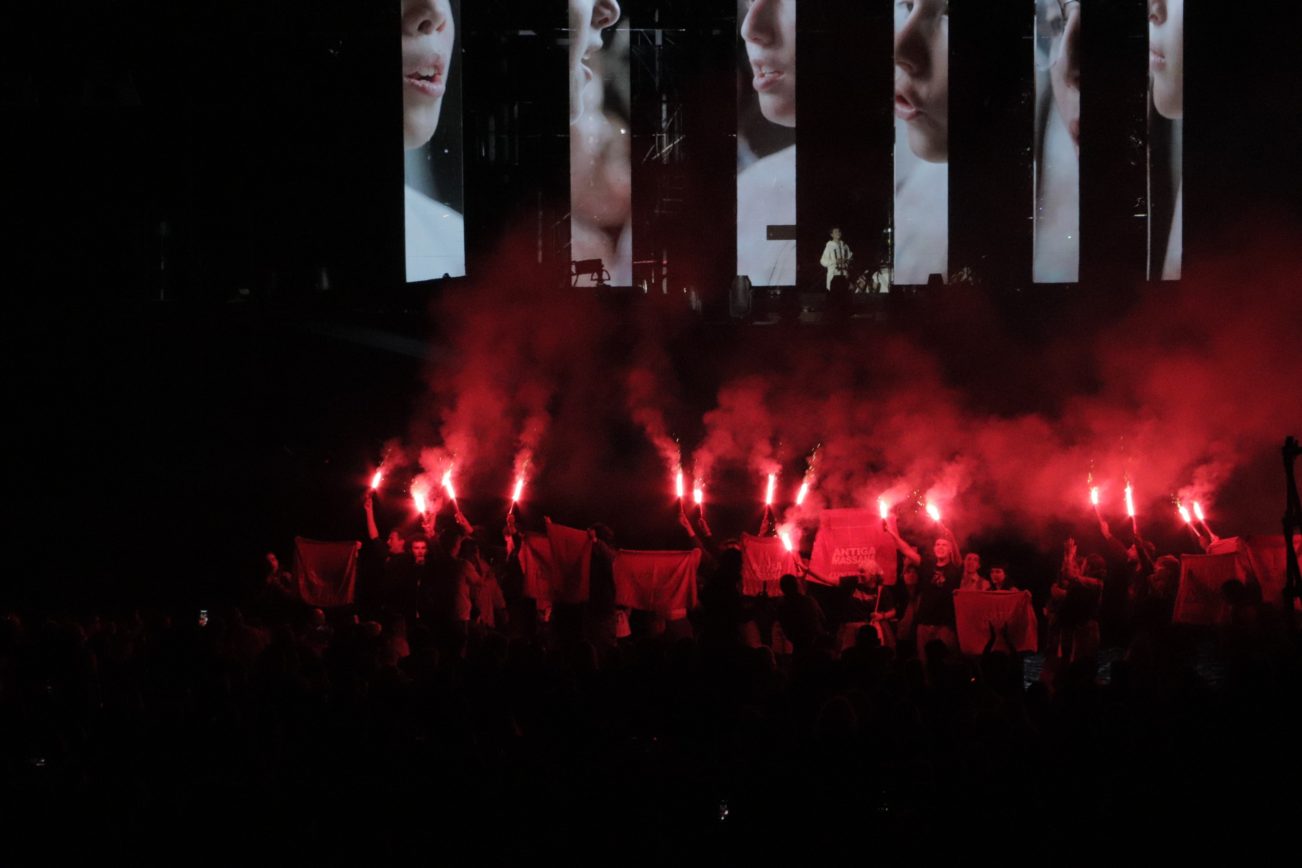 Protest during the America's Cup opening ceremony on October 10, 2024