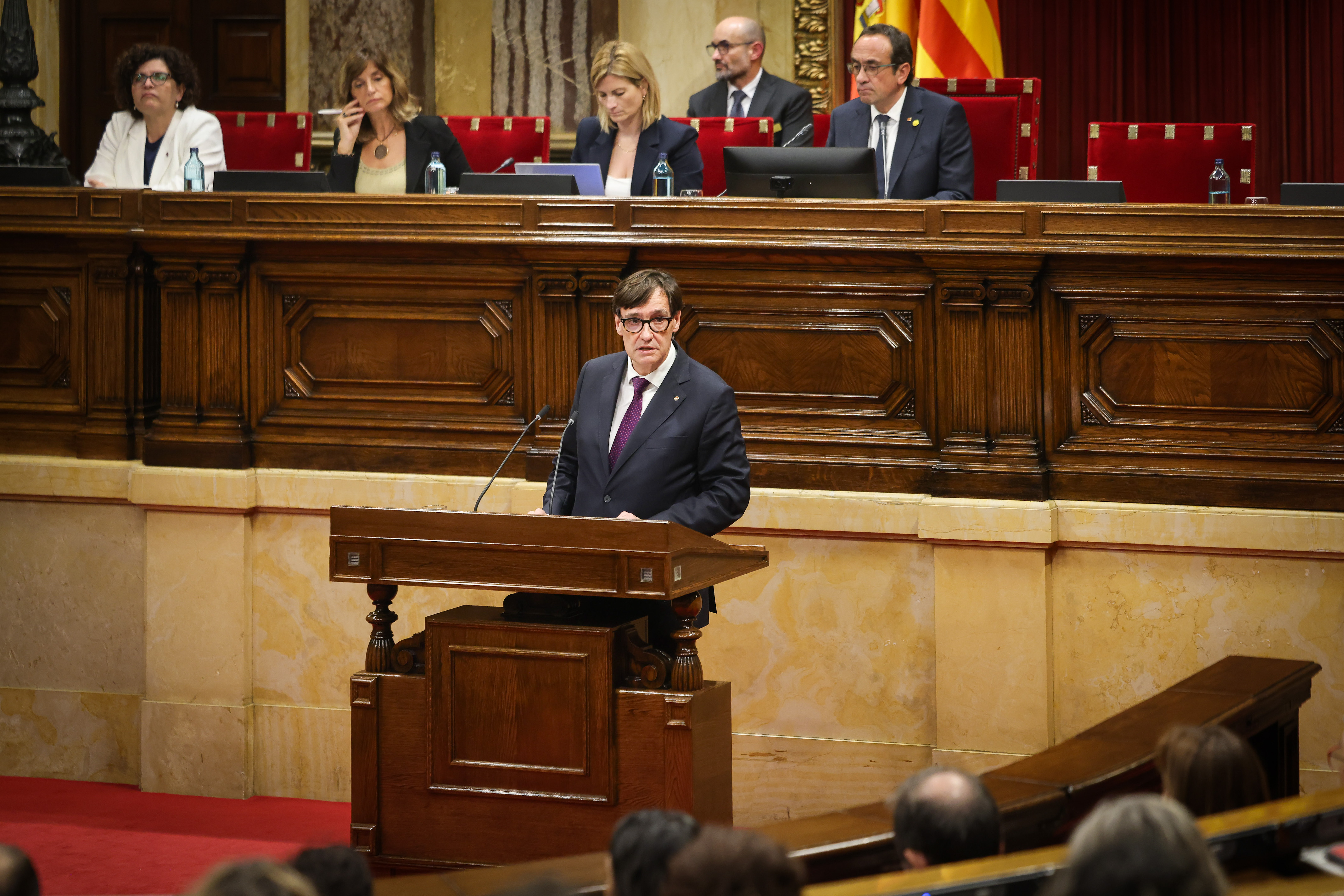 President Salvador Illa during a speech in parliament on October 8, 2024