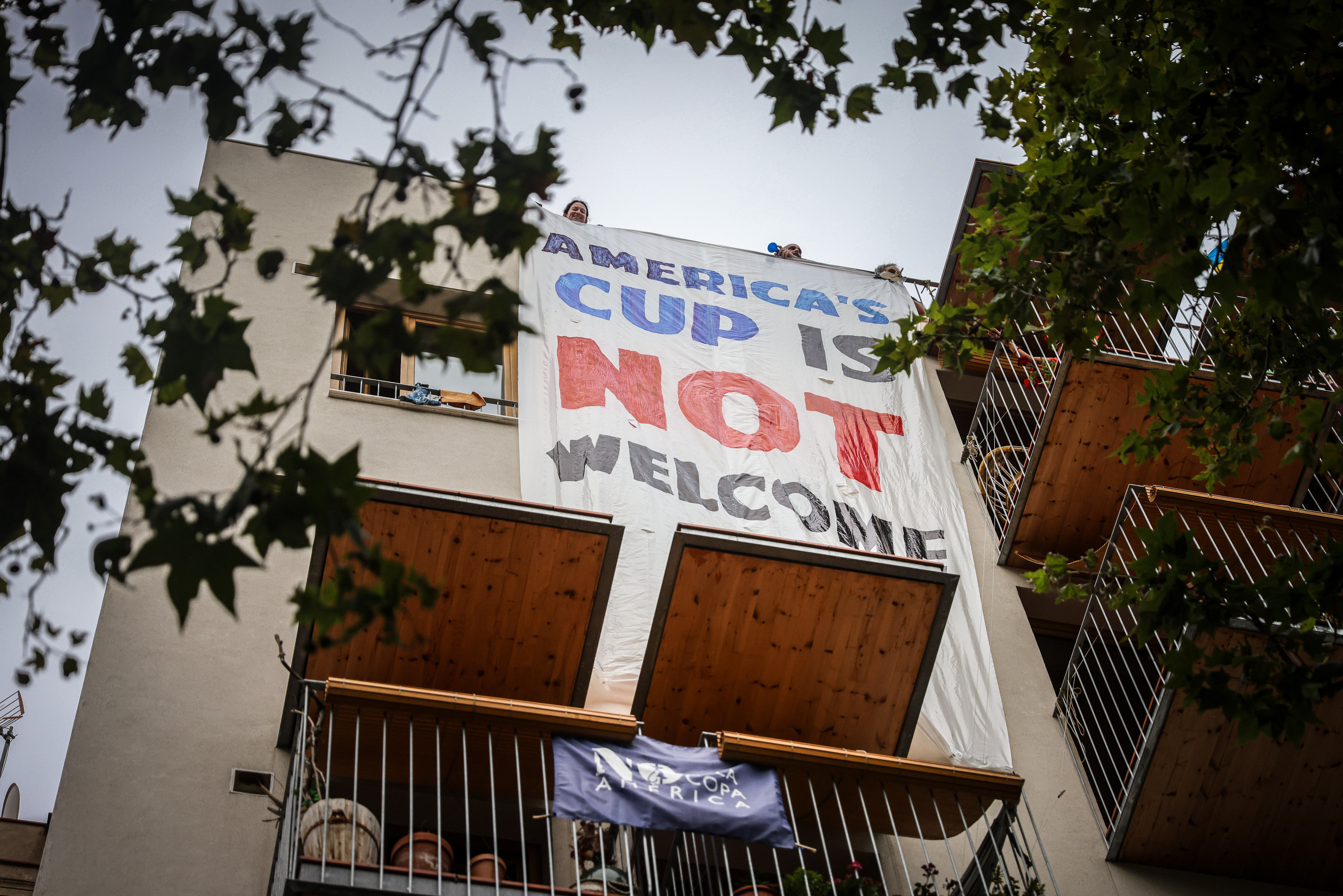 A poster against America's Cup in Barcelona