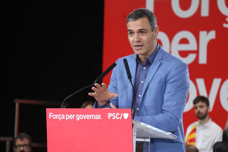 Spanish Prime Minister Pedro Sánchez at a Socialist Party event in Barcelona