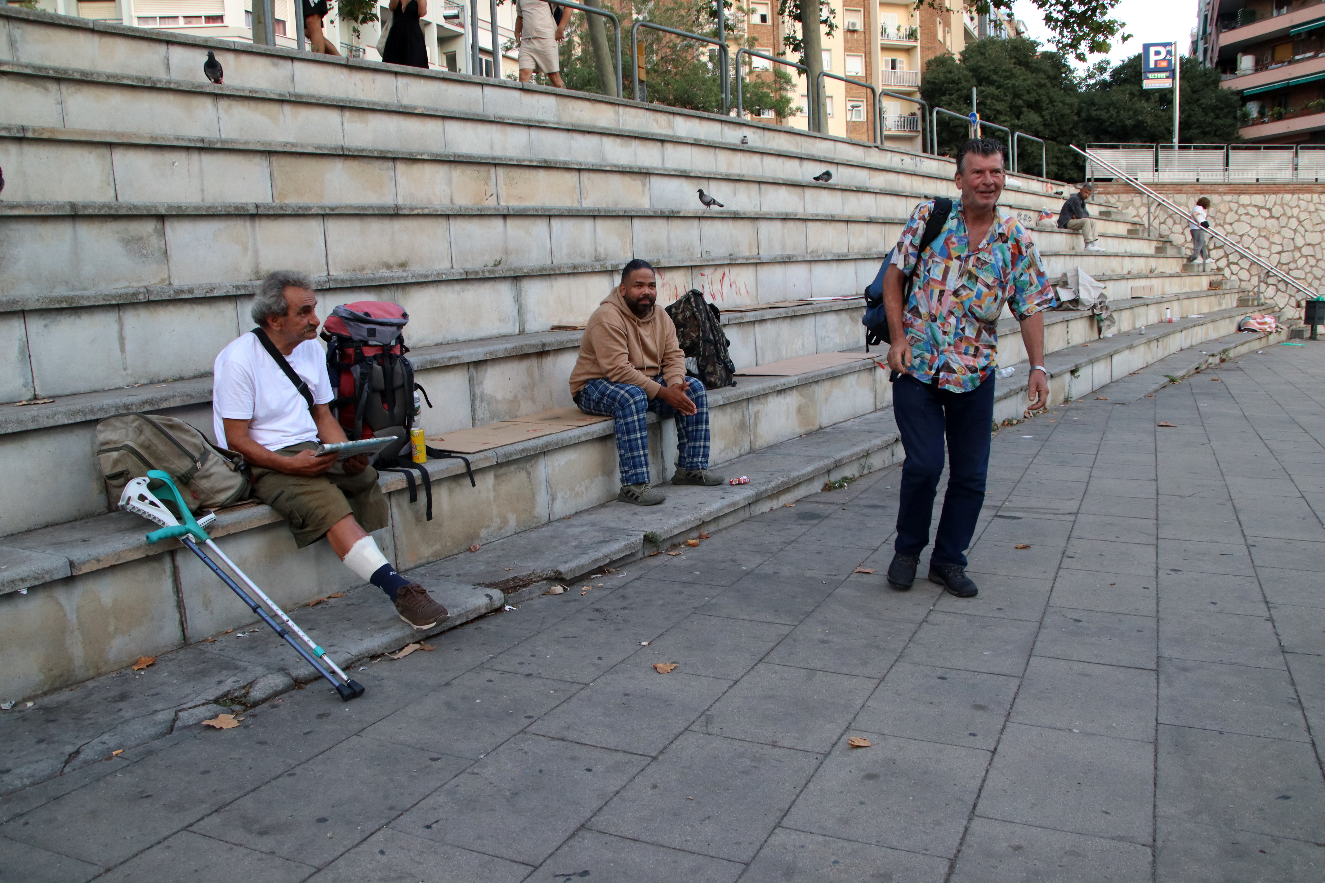 Tiziano at Estació del Nord with other homeless people